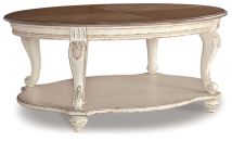 Ashley Furniture T743-0 Realyn - Oval Cocktail Table - White / Brown