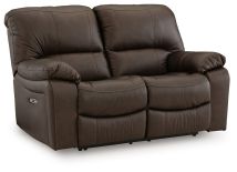Ashley Furniture U4380874 Leesworth - Reclining Power Loveseat - Dark Brown
