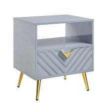 ACME LV01136 Gaines - End Table - Gray High Gloss Finish