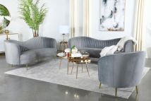 CoasterEssence 506864-S3 Sophia - 3 Piece Upholstered Channel Tufted Sofa Set - Gray
