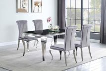 CoasterEssence 105071-S5G Carone - 5 Piece Rectangular Glass Dining Set - Gray
