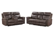 New Classic 22-U1798-2PM New Classic 22-U1798-2PM Quade - P1 2 Piece Power Footrest Sofa & Loveseat - Dark Brown