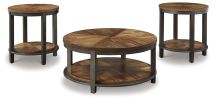 Ashley Furniture T411-13 Roybeck - Occasional Table Set (Set of 3) - Light Brown / Bronze