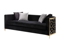 ACME 55665 Fergal - Sofa - Black Velvet & Gold Finish