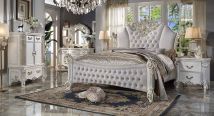 ACME BD01335EK Vendom - Eastern King Bed - Two Tone Ivory Fabric & Antique Pearl Finish