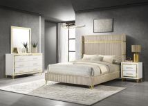 Coaster Fine Furniture 224731KE-S4 Lucia - 4 Piece Eastern King Bedroom Set - Beige And White