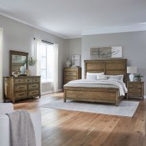 Liberty Furniture 930-BR-KPBDMCN Liberty Furniture 930-BR-KPBDMCN Carolina Park - 5 Piece Bedroom Set (King Panel Bed, Dresser & Mirror, Chest, Night Stand) - Amber Brown