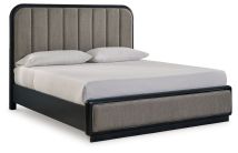 Signature Design by Ashley® B821B4 Rowanbeck - Gray / Black - King Upholstered Panel Bed