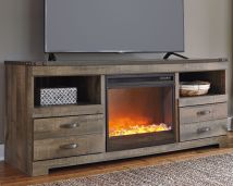 Signature Design by Ashley® W446/68/W100-02 Trinell - Brown - 2 Pc. - 63" TV Stand With Fireplace Insert Glass/Stone