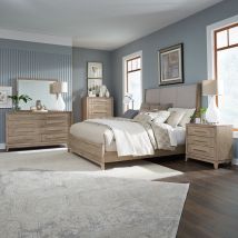 Liberty Furniture 789-BR-KUBDMCN Liberty Furniture 789-BR-KUBDMCN Brentwood - 5 Piece Bedroom Set (King Upholstered Bed, Dresser & Mirror, Chest, Nightstand) - Sandstone