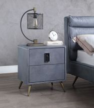 ACME BD00556 Doris - Nightstand - Gray Top Grain Leather