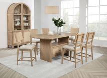 Coaster Fine Furniture 109388-S7 Kailani - 7 Piece Wood Counter Height Dining Set - Beige Oak
