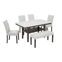 New Classic 40-D422-D4CB New Classic 40-D422-D4CB Carissa - Rectangle Dining Table With 4 Chairs & 1 Bench - White