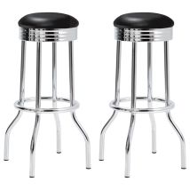 CoasterEveryday 2408 Retro - Upholstered Metal Swivel Bar Stool (Set of 2) - Black