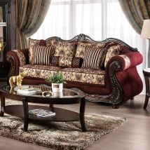Furniture of America SM6433-SF Matteo - Sofa - Burgundy / Brown