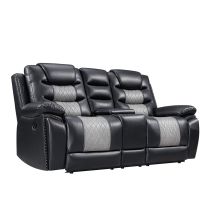 New Classic U7005-25-BKG New Classic U7005-25-BKG Nikko - Console Loveseat With Dual Recliners - Black / Gray