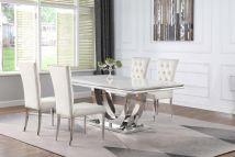 CoasterElevations 111101-S5W Kerwin - 5 Piece Rectangular Dining Table Set - White And Chrome