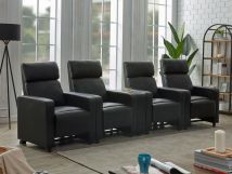 CoasterEveryday 600181-S4B Toohey - 5 Piece 4-Seater Upholstered Tufted Recliner Living Room Set - Black