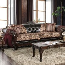 Furniture of America SM6415-SF Quirino - Sofa - Burgundy / Dark Brown
