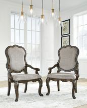Ashley Furniture D947-01A Maylee - Dining Upholstered Arm Chair (Set of 2) - Dark Brown