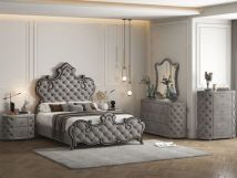 ACME BD01061EK Perine - Eastern King Bed - Gray Velvet