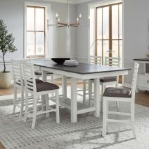 Liberty Furniture 182-CD-7GTRS Liberty Furniture 182-CD-7GTRS Brook Bay - 7 Piece Gathering Trestle Table Set - Textured White / Carbon Gray
