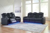 Ashley Furniture 36603/15/18 Fyne-Dyme - 2 Pc. - Power Reclining Sofa, Power Reclining Loveseat - Sapphire