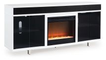 Signature Design by Ashley® W756W1 Gardoni - White / Black - 72" TV Stand With Electric Fireplace