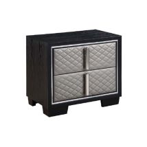 ACME BD01428 Nicola - Nightstand - Silver PU & Black Finish