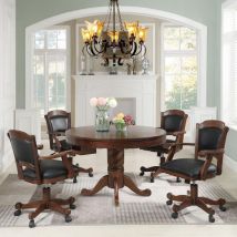 CoasterEssence 100871-S5 Turk - 5 Piece Dining And Game Table Set - Tobacco