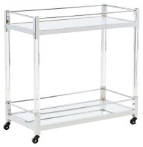 Ashley Furniture A4000501 Chaseton - Bar Cart - Clear / Silver Finish