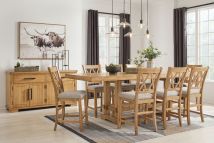 Ashley Furniture D773/32/124(4)/60 Ashley Furniture D773/32/124(4)/60 Havonplane - 10 Pc. - Counter Extension Table, 8 Upholstered Barstools, Server - Brown