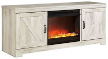 Ashley Furniture W331W4 Ashley Furniture W331W4 Bellaby - 2 Pc. - 63" TV Stand With Fireplace Insert Glass/Stone - Whitewash