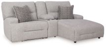Ashley Furniture 93605S4 Acklen Place - 3-Piece Power Reclining Sectional Sofa With Raf Chaise - Pewter