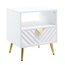ACME LV01140 Gaines - End Table - White High Gloss Finish