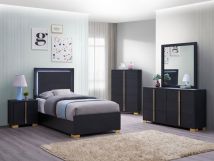 Coaster Fine Furniture 222831T-S5 Marceline - 5 Piece Twin Bedroom Set - Black