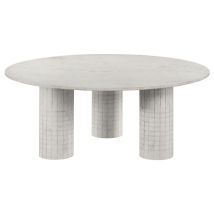 Coaster Fine Furniture 709668 Astoria - Round Genuine Marble Coffee Table - White