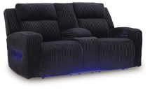 Ashley Furniture PC6420218 Forest Lake - Power Reclining Loveseat With Console / Adj Headrest - Black