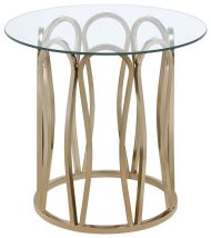 CoasterEssence 708057 Monett - Round Glass Top Side End Table - Chocolate Chrome