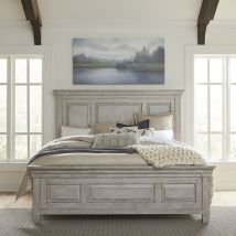 Liberty Furniture 824-BR-KPB Heartland - King Panel Bed - Antique White / Tobacco Tops