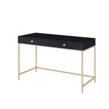 ACME 93540 Ottey - Writing Desk - Black High Gloss & Gold Finish