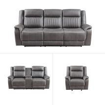 New Classic 20-2506-3NP New Classic 20-2506-3NP Enzo - 3 Piece Manual Sofa & Loveseat & Recliner - Gray