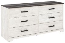Signature Design by Ashley® EB4121-231 Shawburn - White / Black / Gray - Six Drawer Dresser - Pewter-tone Pulls