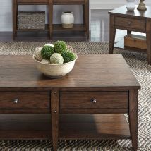Liberty Furniture 210-OT-3PCS Lake House - 3 Piece Table Set (1 Cocktail 2 End Tables) - Rustic Brown