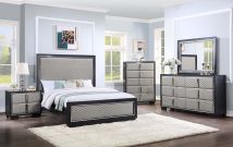ACME BD01426EK Nicola - Ek Bed - Silver PU & Black Finish