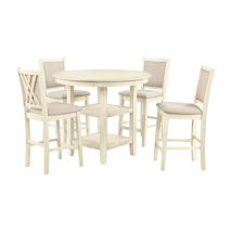 New Classic D3651-52S-BSQ New Classic D3651-52S-BSQ Amy - 5 Piece Counter Dining Set - Bisque