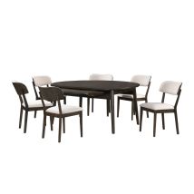 New Classic 40-1078-RLD6C New Classic 40-1078-RLD6C Rex - 65" Round Dining Table With Leaves & 6 Chairs - Dark Brown