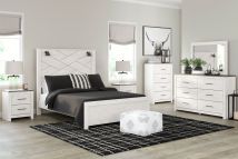 Signature Design by Ashley® B1190/31/36/44/57/54/98/92(2) Gerridan - White - 8 Pc. - Dresser, Mirror, Chest, Queen Panel Bed With Sconces, 2 Nightstands