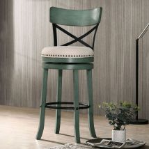 Furniture of America CM-BR1855GR-29-2PK Clarence - Swivel Barstool (Set of 2) - Antique Green