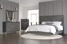 New Classic 00-B1826-34C New Classic 00-B1826-34C Symmetry - 5/0 Queen 4 Piece Bedroom Set (Bed, Dresser, Mirror, Chest) - Gray